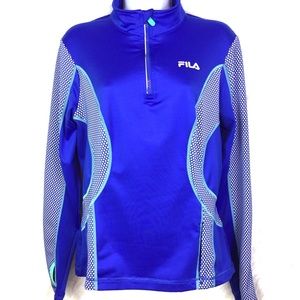 FILA Sport Athletic Pullover Shirt Long Sleeve 1/4 Zip Fitted Womens Medium Run